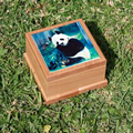 Large Red Alder Wooden Pet Urn Box w/ Tile Top & Full Color Sublimation